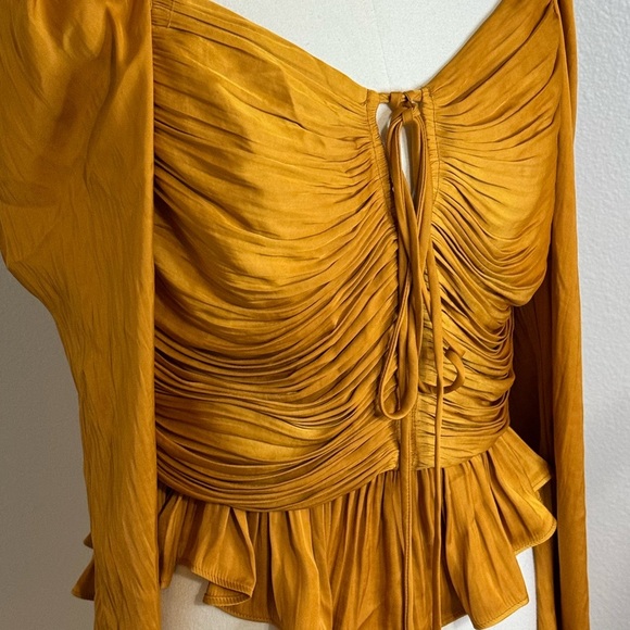 HOUSE OF HARLOW 1960 Gold Satin Long Sleeve
Ruched‎ Cropped Top NWT size M Sexy - Picture 1 of 13